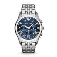 emporio armani gents stainless steel strap and blue dial chronograph w ...