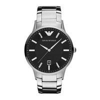 Emporio Armani Gents Stainless Steel and Black Dial 43mm Watch