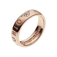 Emporio Armani Ladies Silver and 18ct Rose Gold Plated Logo Ring