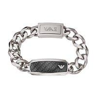 Emporio Armani Gents Stainless Steel Black Panel ID Bracelet