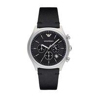 Emporio Armani Mens Black and Silver Chronograph Watch