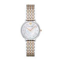 emporio armani ladies silver and rose mother of pearl watch