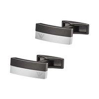 Emporio Armani Stainless Steel And Black Rectangle Cufflinks