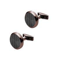 Emporio Armani Round Rose Gold Plated Stainless Steel And Black Cufflinks