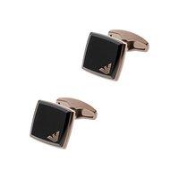 Emporio Armani Stainless Steel And Onyx Square Logo Cufflinks