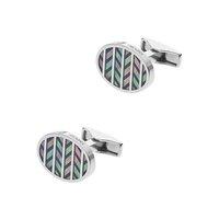 Emporio Armani Steel And Mother Of Pearl Oval Cufflinks