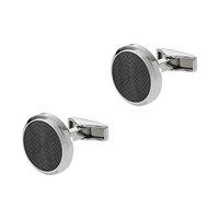 Emporio Armani Round Stainless Steel And Black Cufflinks