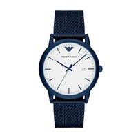 Emporio Armani Gents Blue Plate White Dial Mesh Bracelet