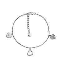 Emporio Armani Ladies Silver Pave Zirconia Three Heart Charm Bracelet
