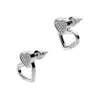 Emporio Armani Silver And Zirconia Double Heart Stud Earrings
