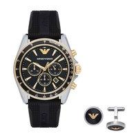 Emporio Armani Gents Chronograph Date Watch And Cufflinks Set