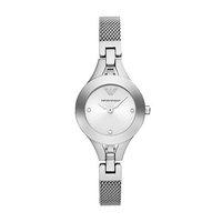 Emporio Armani Ladies Steel and White Mesh Bracelet Watch