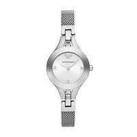 emporio armani ladies steel and white mesh bracelet watch