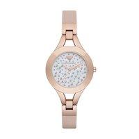 Emporio Armani CZ Rose Leather and Stainless Steel Watch