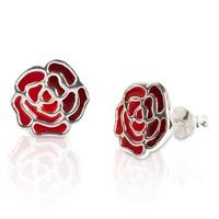 england silver rose ear studs pair silver