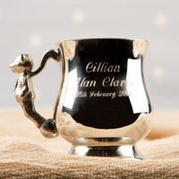 Engraved Georgian Pewter Teddy Cup. Gift Boxed.