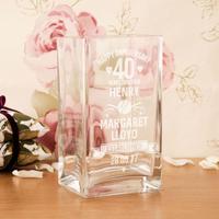 Engraved 40th Wedding Anniversary Glass Vase