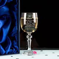 Engraved Usher Wine Glass With Wine Charm and Presentation Box