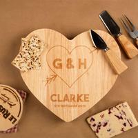 engraved arrow heart mr mrs cheeseboard