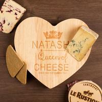 Engraved Queen of Cheese Heart Cheeseboard