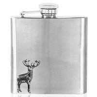 English Pewter 6oz Stainless Steel Flask Stag