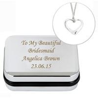 Engraved Box With Heart Necklace Customised