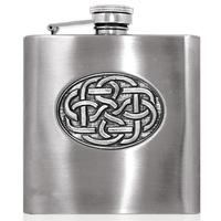 English Pewter 6oz Celtic Disc Hip Flask