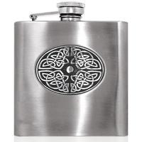 English Pewter 6oz Celtic Roundel Hip Flask CT Stainless Steel