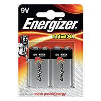 Energizer Max Alkaline Batteries 9V 2 Pack