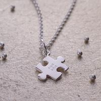 Engraved Silver Jigsaw Necklace