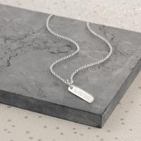 Engraved Silver Bar Necklace (Small)