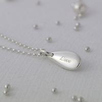 Engraved Silver Petal Necklace (Small)