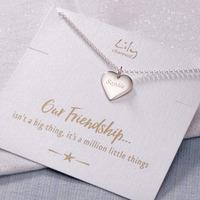 Engraved Silver Heart Necklace with \'Friendship\' Message