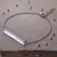 Engraved Silver Horizontal Bar Bracelet