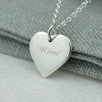 Engraved Silver Heart Necklace (Medium)