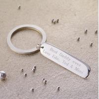 Engraved Silver Bar Key Ring