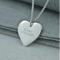 Engraved Silver Heart Necklace (Large)