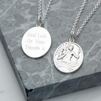 Engraved Silver St Christopher Necklace