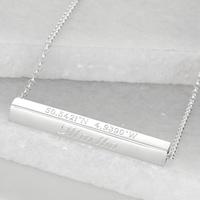 Engraved Silver Slider Necklace