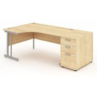 Energy Cantilever Desk and 800 Pedestal Maple 2230mm Left Handed