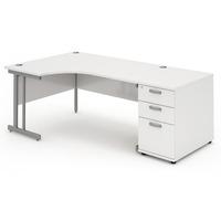 Energy Cantilever Desk and 800 Pedestal White 2230mm Left Handed