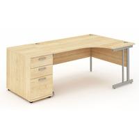 Energy Cantilever Desk and 800 Pedestal Maple 2230mm Right Handed