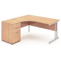 Energy Cantilever Desk and 600 Pedestal Beech 1800mm Left Handed