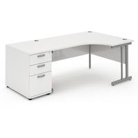 Energy Cantilever Desk and 800 Pedestal White 2230mm Right Handed