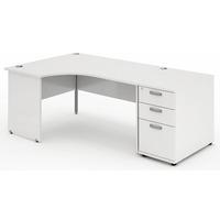 Energy Panel End Workstation and 800 Pedestal White 2030mm Left Handed