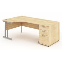 energy cantilever desk and 800 pedestal maple 2030mm left handed