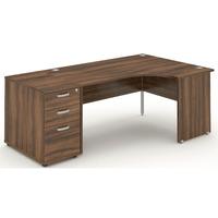 Energy Panel End Workstation and 800 Pedestal Walnut 2230mm Right Handed