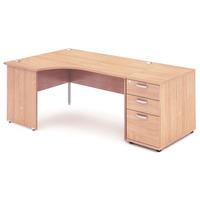 Energy Panel End Workstation and 800 Pedestal Beech 2030mm Left Handed