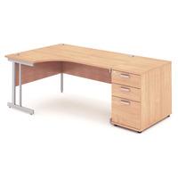 Energy Cantilever Desk and 800 Pedestal Beech 2030mm Left Handed