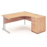 Energy Cantilever Desk and 600 Pedestal Beech 1800mm Right Handed